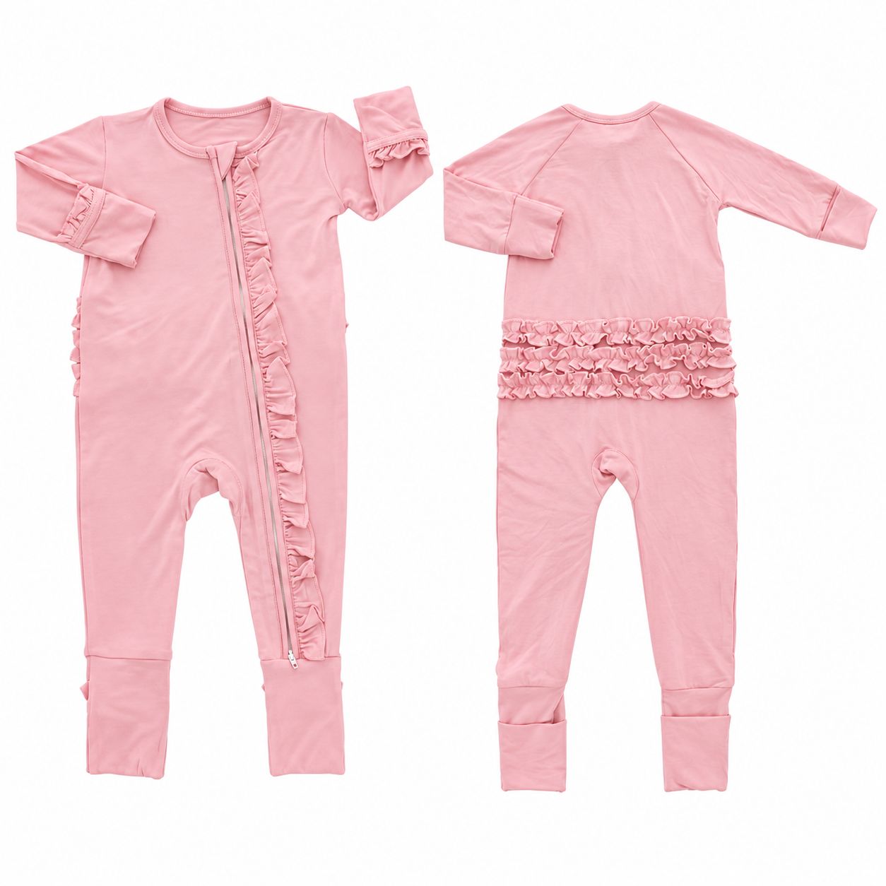 RX-01-07 Ruffle Convertible Zip Romper