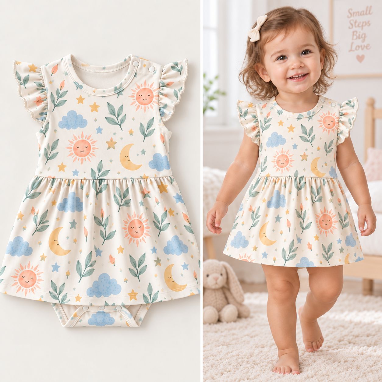 RX-01-34 Flutter Sleeve Bodysuit Dress