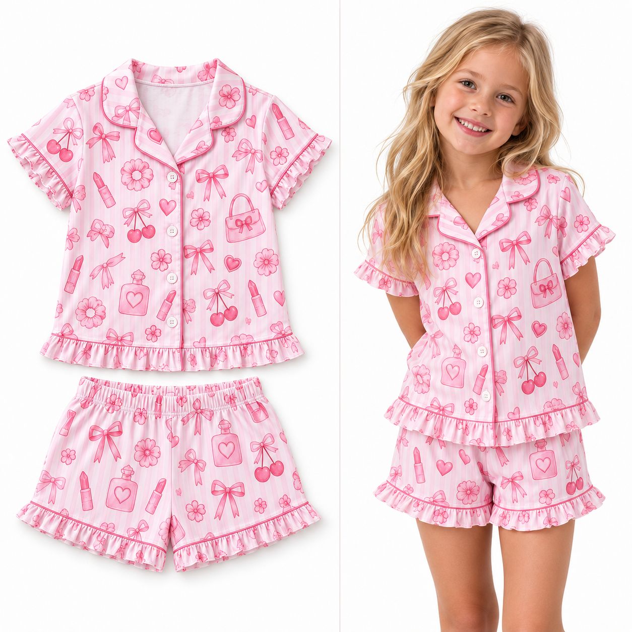 RX-03-17 Kids' Ruffle-Trim Pajama Set