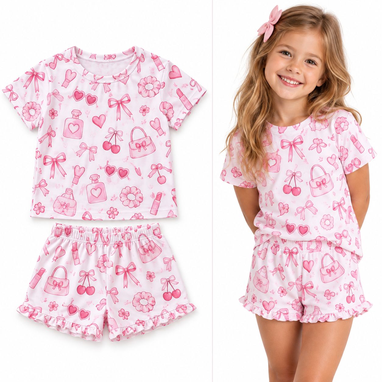 RX-02-10 Ruffle-Trim T-Shirt & Shorts Set