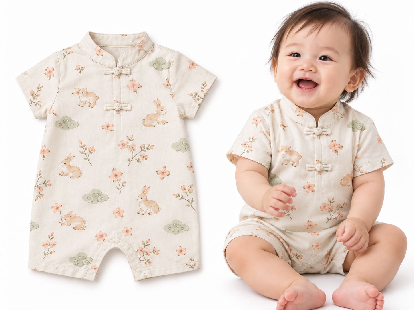 RX-10-06 Mandarin-Collar Baby Romper