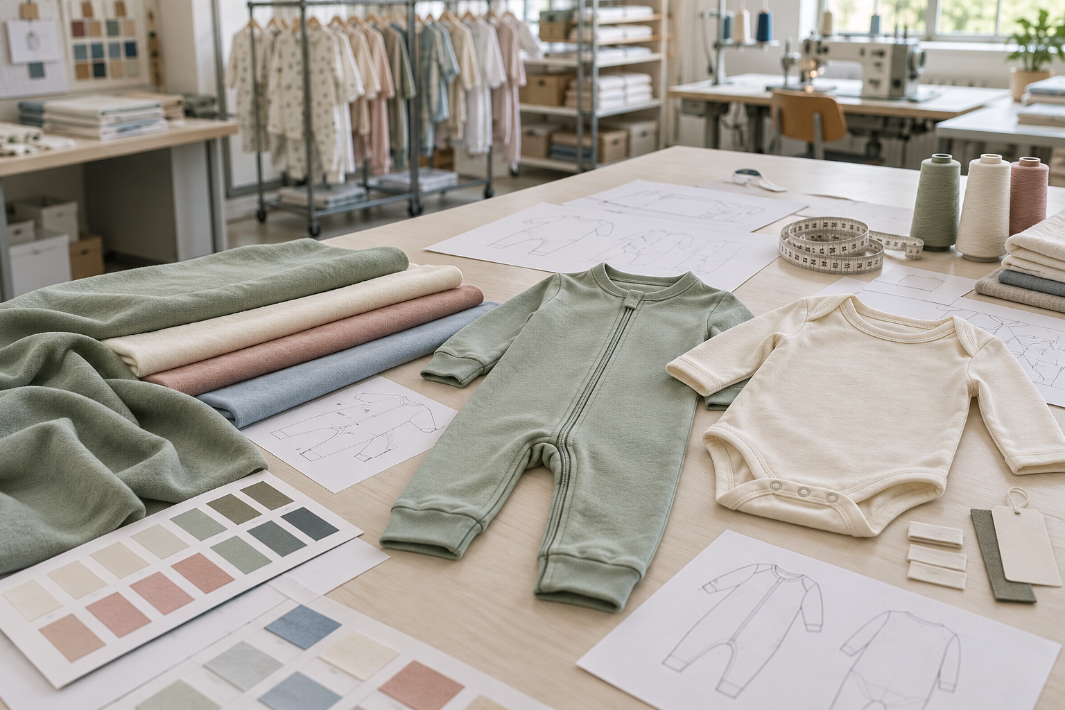 Baby clothing OEM and ODM development with patterns, bamboo fabrics and finished samples